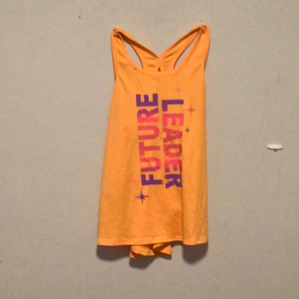 Orange Tank Top with Purple Text